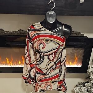 Stylish One-Shoulder Swirl Pattern Top